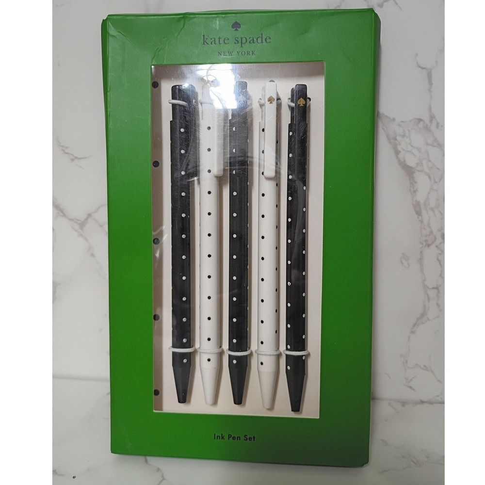 Kate Spade New York Black Dot Ink 5 Pen Set - NWT